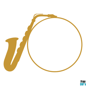 Free Saxophone Circle Monogram Frame Design DXF