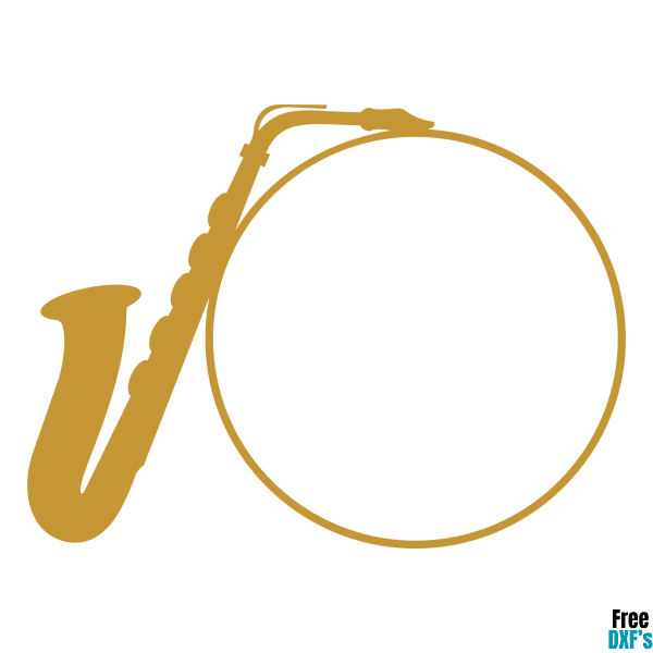 Free Saxophone Circle Monogram Frame Design DXF