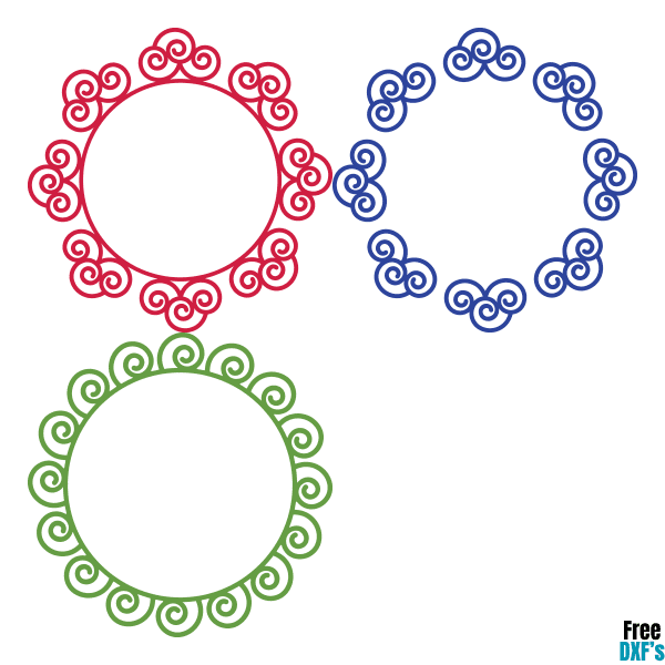 Free Swirl Circle Monogram Design Set 2 DXF