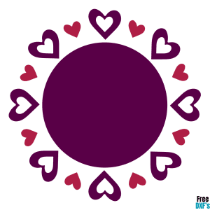 Free Heart Circle Monogram Frame 3 DXF