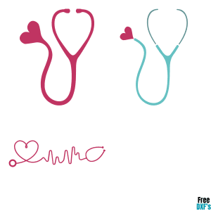 Free Nurse Stethoscope Heartbeat Design Set DXF
