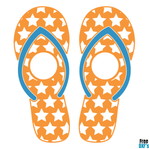 Free Star Pattern Flip Flop Monogram Design DXF