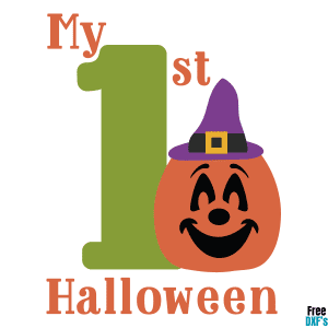 Free My First Halloween Design Pumpkin with Hat DXF