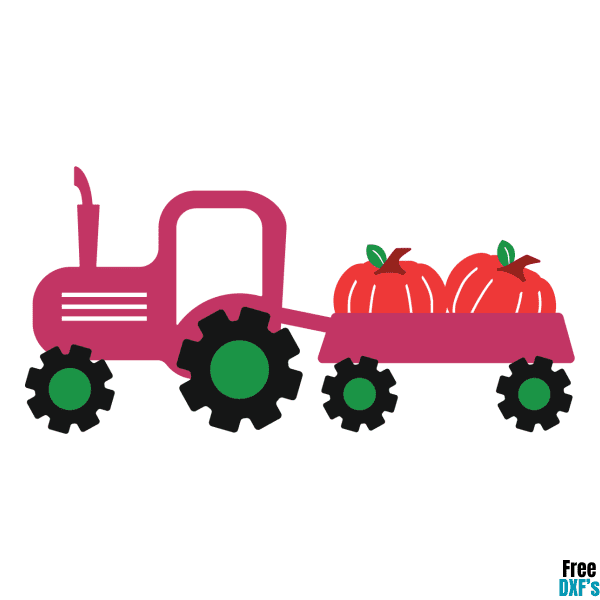 Free Tractor with Pumpkin Design DXF