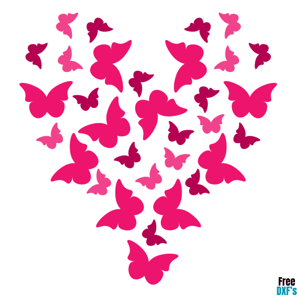 Free Butterfly Heart Design DXF