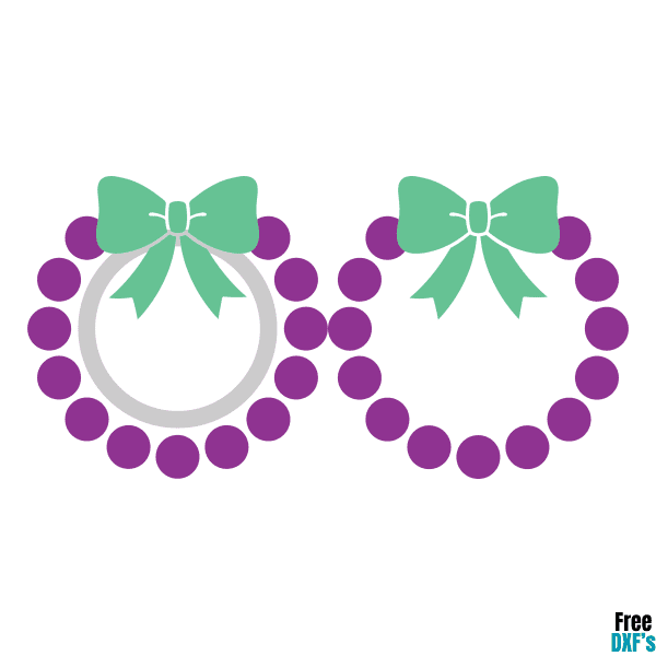 Free Polka Dot Circle Monogram Frame Design with Bow DXF