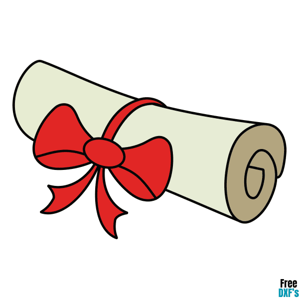 Free Graduation Scroll with Bow DXF