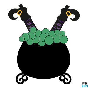 Free Witch in Cauldron Design DXF