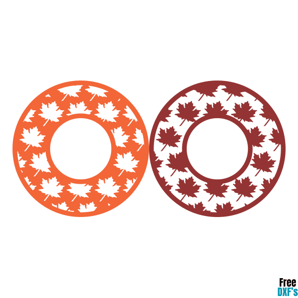 Free Autumn/Fall Leaf Circle Monogram Frame Design Set 1 DXF