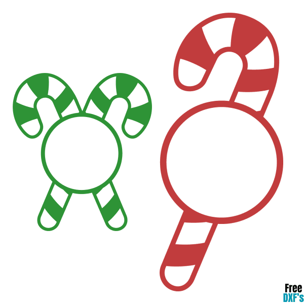 Free Candy Cane Monogram Design Set 1 DXF