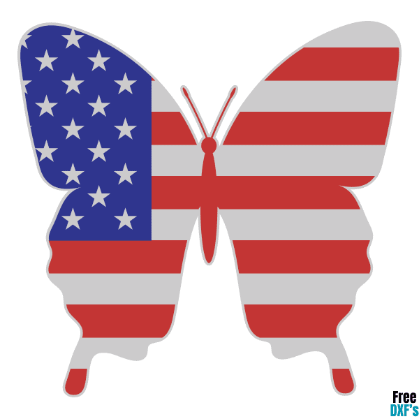 Free Butterfly U S Flag DXF