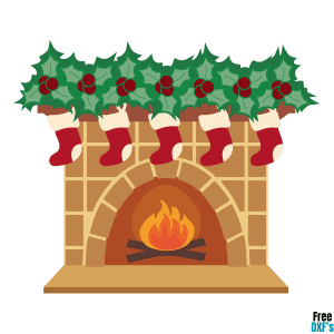 Free Christmas Fireplace with Stockings Design DXF
