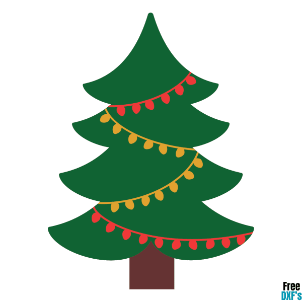 Free Christmas Tree with Decorations DXF