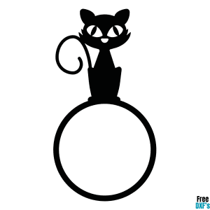 Free Halloween Black Cat Circle Monogram Design DXF