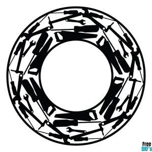 Free Tool set Circle Monogram Frame Design Set DXF