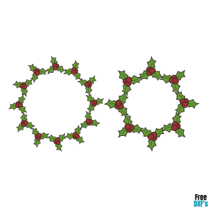 Free Holly Wreath Circle Frame Design Set DXF