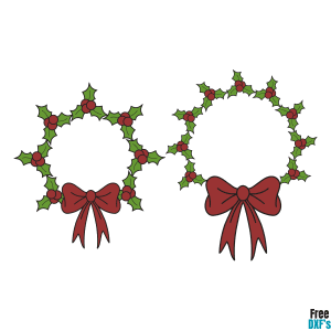 Free Holly Wreath with Bow Circle Frame Design Set DXF