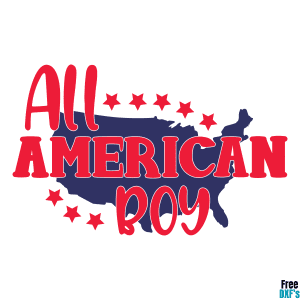 Free All American Boy Phrase Quote Design DXF