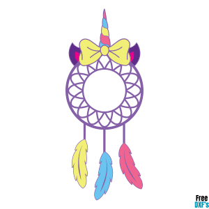 Free Unicorn Dream Catcher with Bow DXF