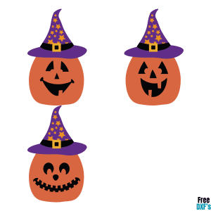 Free Pumpkin Jack O Lantern Faces with Hat Design Set 1 DXF