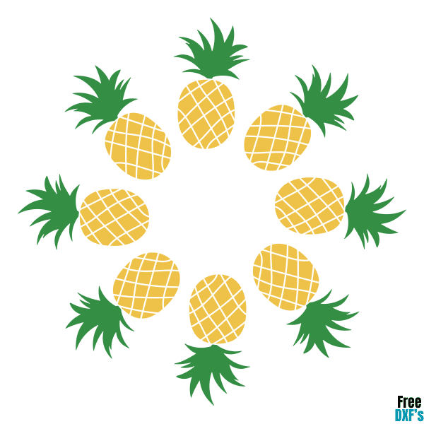 Free Pineapple Circle Monogram Frame Design DXF