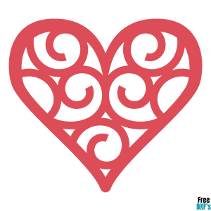Free Swirl Heart Design DXF
