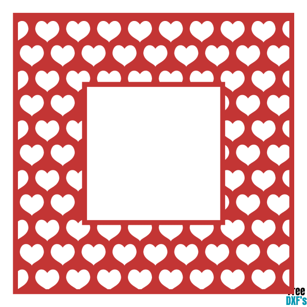 Free Heart Pattern Square Monogram Frame DXF