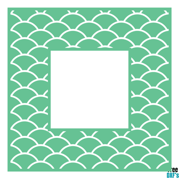Free Square Frame Scalloped Mermaid Pattern DXF