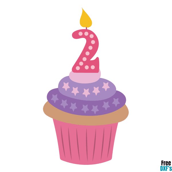 Free Cupcake Candle Number 2 DXF
