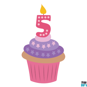 Free Cupcake Candle Number 5 DXF