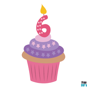 Free Cupcake Candle Number 6 DXF