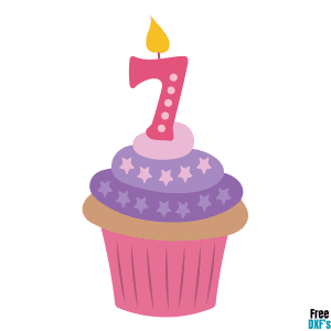 Free Cupcake Candle Number 7 DXF