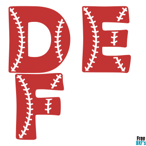 Free Baseball Alphabet Letters D E F DXF