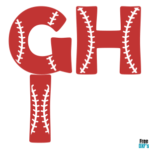 Free Baseball Alphabet Letters G H I DXF