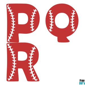 Free Baseball Alphabet Letters P Q R DXF