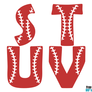 Free Baseball Alphabet Letters S T U V DXF